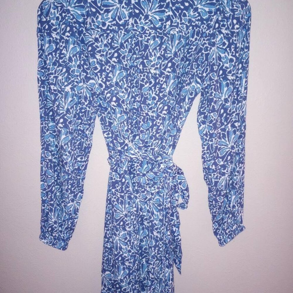 Well Worn Women's Size Small Blue Crepe Tie-Belt Long Sleeves Button Dress NWT - Picture 5 of 5